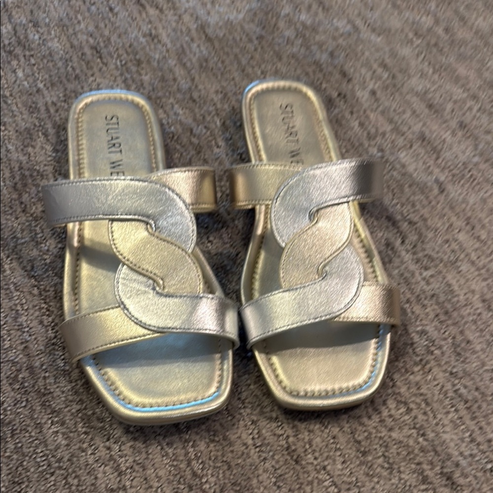 Stuart Weitzman Metallic Slide Sandals